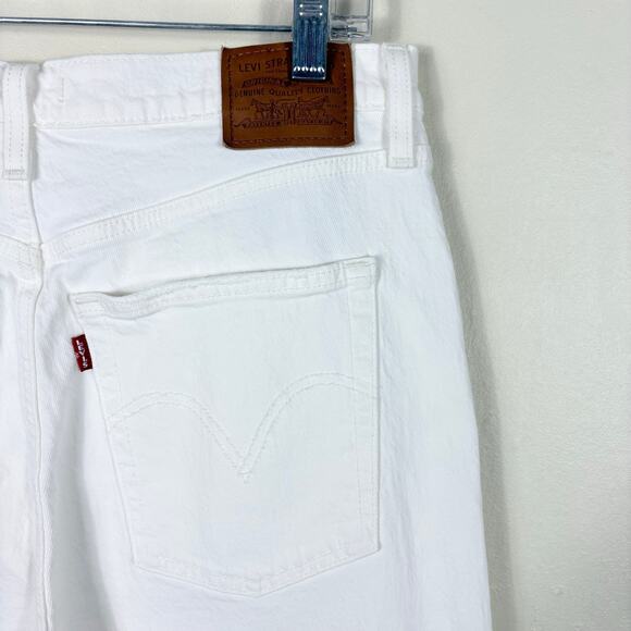 Levi's Premium Denim White High Waisted Ribcage Straight Ankle Jeans - Picture 10 of 12